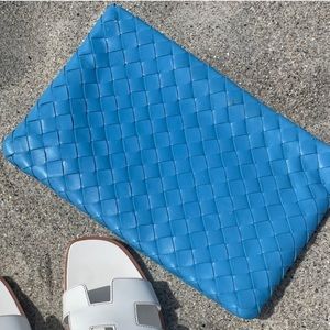 Bottega Veneta Intreccio Zippered Pouch, Blue Max
